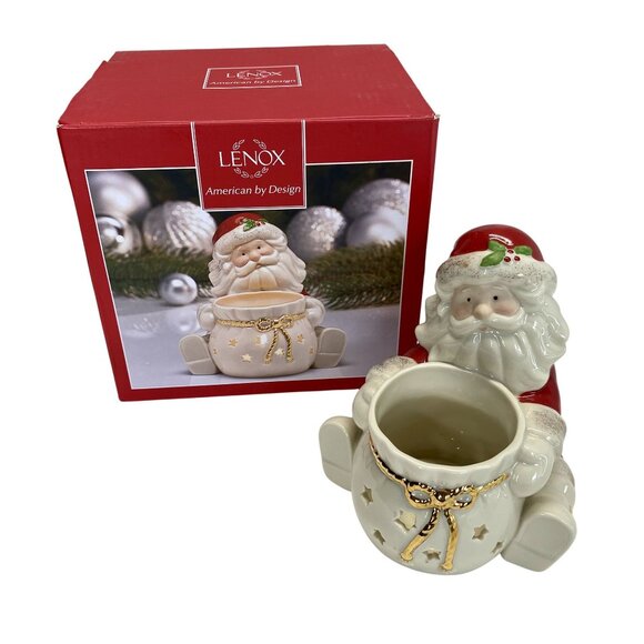 Lenox Santa Tea Light Holder Ceramic Christmas Decoration - Picture 1 of 7